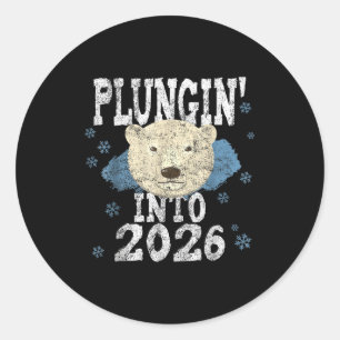 Lar Bear Plunge - Eintauchen in das kalte Neujahr Runder Aufkleber