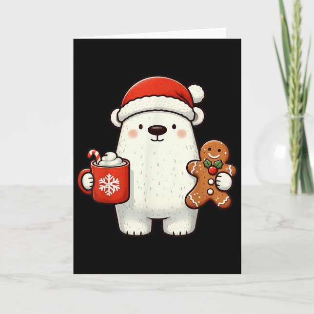 Lar Bear Santa Hat Christmas Holiday Xmas Coffee C Karte (Vorderseite)