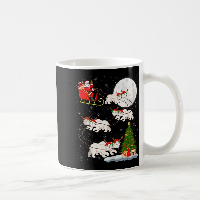 Lar Bear Santa Sleigh Flying Funny Magical Christm Kaffeetasse (Rechts)