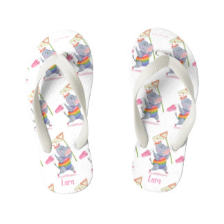 Lara - Regenbogen Hippo Glück - Kinder Flip Flops