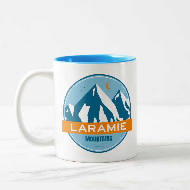 Laramie Mountains Wyoming Stars Moon Zweifarbige Tasse (Links)