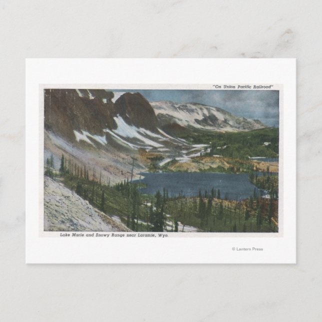 Laramie, WY - Lake Marie und Snowy Range auf Unio Postkarte (Vorderseite)