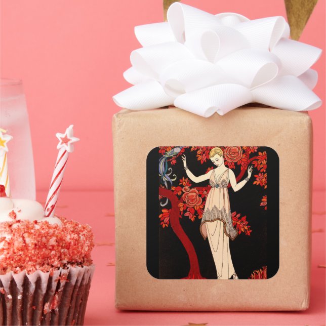 L'Arbre de science von George Barbier Quadratischer Aufkleber (Party)