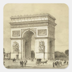 L'Arc de Triomphe, Paris, graviert von Auguste Bry Quadratischer Aufkleber