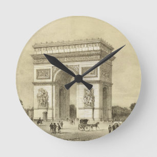 L'Arc de Triomphe, Paris, graviert von Auguste Bry Runde Wanduhr