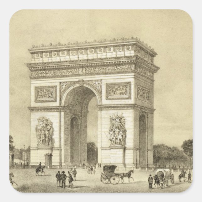 L'Arc de Triomphe, Paris, Gravur von Auguste Bry Quadratischer Aufkleber (Vorderseite)