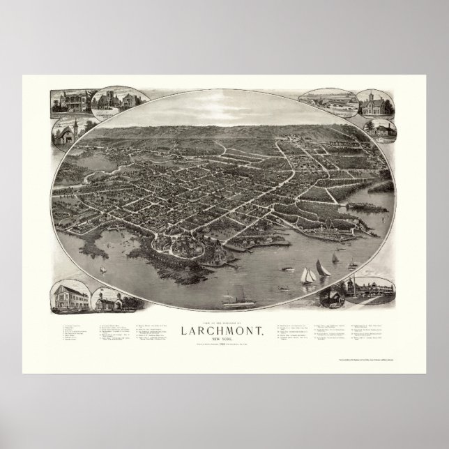 Larchmont, NY Panoramic Map - 1904 Poster (Vorne)