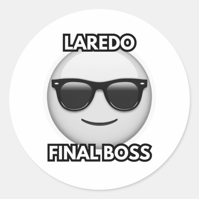 Laredo Final Boss Cool Emoji Runder Aufkleber (Vorderseite)