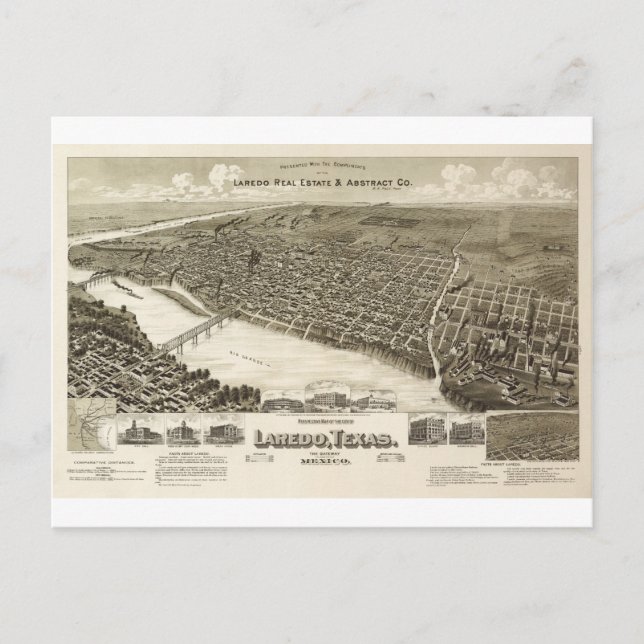 Laredo Texas 1890 Postkarte (Vorderseite)