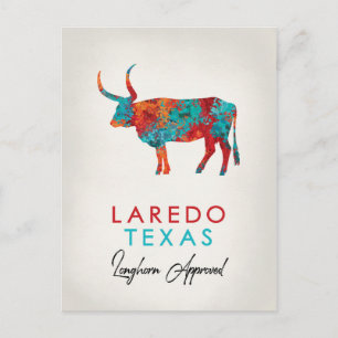 Laredo Texas Colorful Longhorn Postkarte