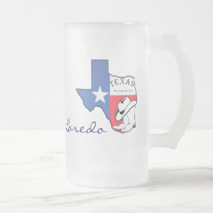 Laredo, Texas Staat Map mit Star, Boots, Hat-Tasse Mattglas Bierglas