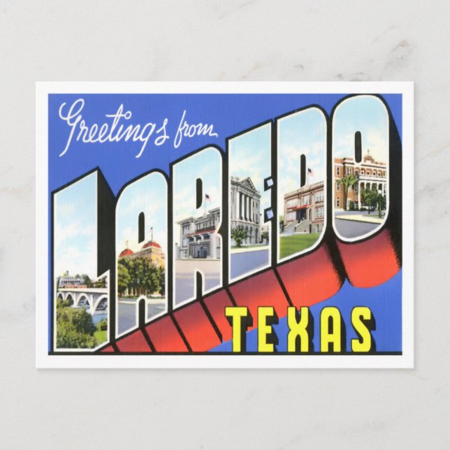 Laredo, Texas Vintag Big Letters Postcard Postkarte (Vorderseite)