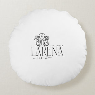 LARENA Artflow – Florales Logo-Emblem Rundes Kissen