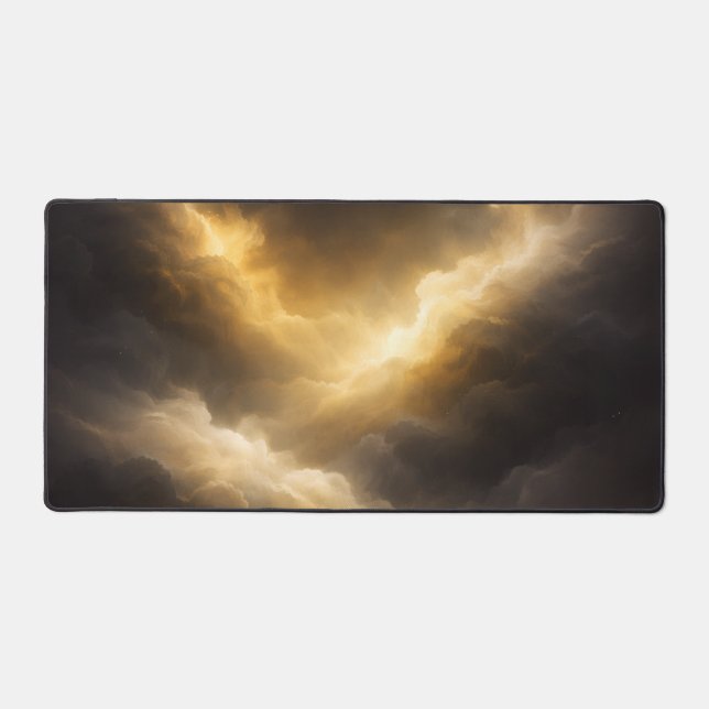 Large Abstract Golden Nebula Mouse Pad Schreibtischunterlage (Vorderseite)