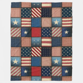 Large Americana Patchwork Image Fleecedecke