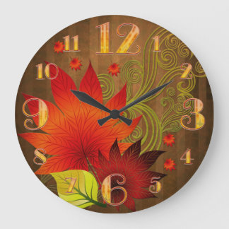 Large Autumn Leaves Wall Clock Große Wanduhr