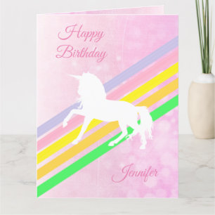 Large Birthday Girl's Unicorn Personalized Card Karte