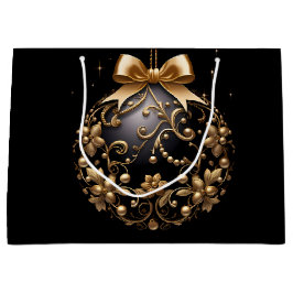 LARGE BLACK & GOLD CHRISTMAS ORNAMENT GROßE GESCHENKTÜTE