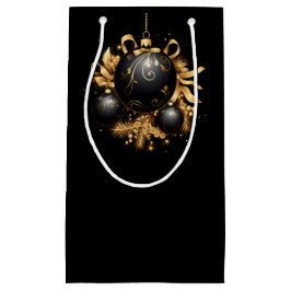 LARGE BLACK & GOLD CHRISTMAS ORNAMENT KLEINE GESCHENKTÜTE