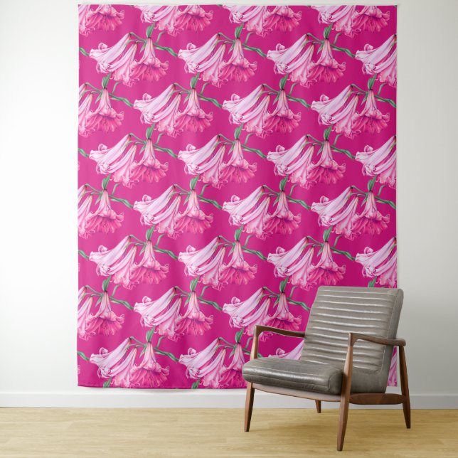 Large bright pink lily floral wedding backdrop wandteppich (Beispiel)