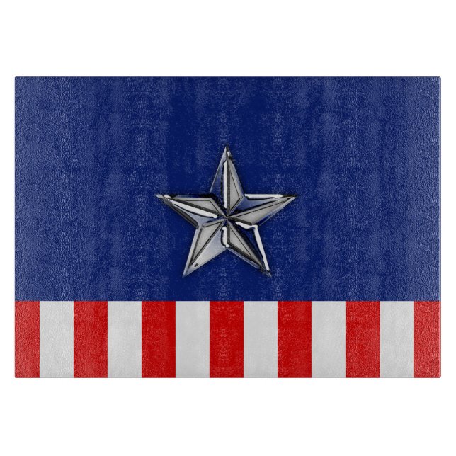 Large Chrome Like Silver Star on Colors Schneidebrett (Vorderseite)