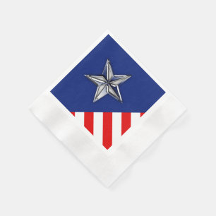 Large Chrome Like Silver Star on Colors Serviette