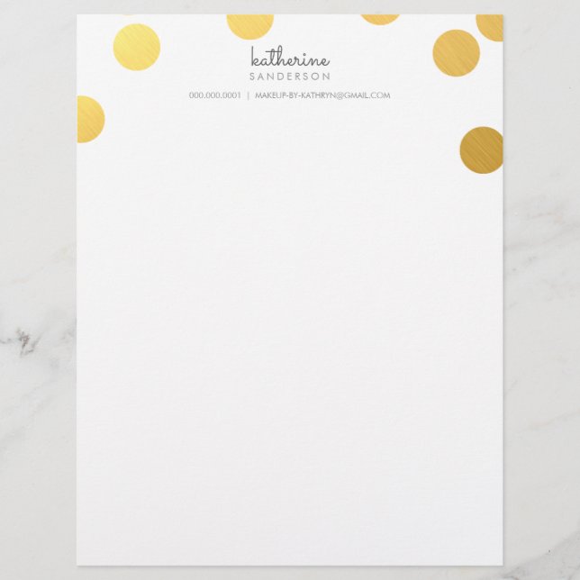 LARGE CONFETTI SPOT Moderne fette Goldfolie grau Briefbogen (Vorderseite)