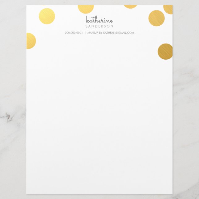 LARGE CONFETTI SPOT Moderne fette Goldfolie grau Briefbogen (Vorderseite)