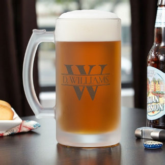 Large Custom Monogram Initial Mattglas Bierglas