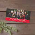 Large Family Photo Panoramic - Minimal - red Feiertagskarte<br><div class="desc">Vintage red Plaid Pattern on the back - A simple,  minimalist Holiday greeting with a place for a large group photo or a panoramic photo. Minimal design with a modern calligraphy.</div>