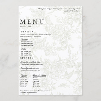 Large Floral Wedding Menu Menükarte