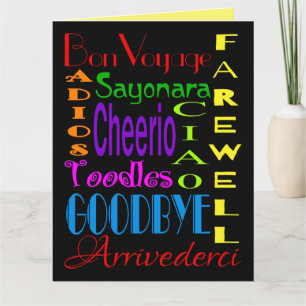 Large Goodbye Adios Cheerio 8 x 10 Farewell Card Karte