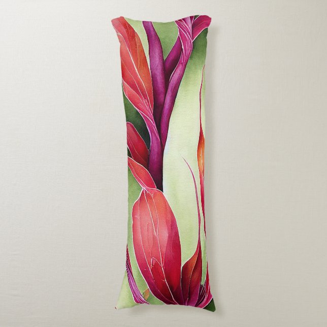 Large Hawaiian Plant Body Pillow Seitenschläferkissen (Vorderseite Vertikal)