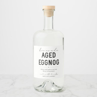 Large Homemade Aged Eggnog Bottle Label Alkoholflaschenetikett