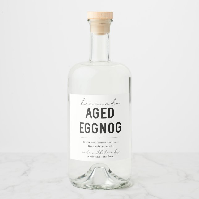 Large Homemade Aged Eggnog Bottle Label Alkoholflaschenetikett (Vorderseite)