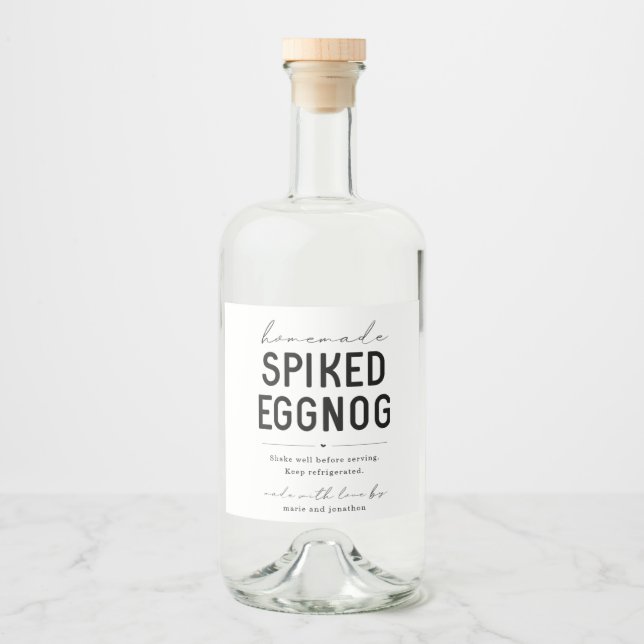 Large Homemade Spiked Eggnog Bottle Label Alkoholflaschenetikett (Vorderseite)