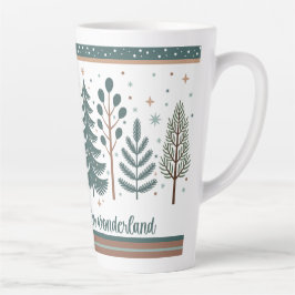 Large Latte Mug with Christmas Trees minimalist V2 Milchtasse