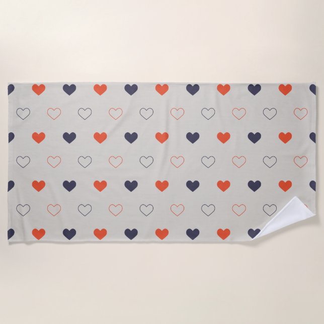 Large - Lovely hearts / orange cream dark Strandtuch (Vorderseite)