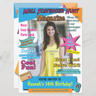 Large Mall Scavenger Hunt Birthday Magazine Cover Einladung