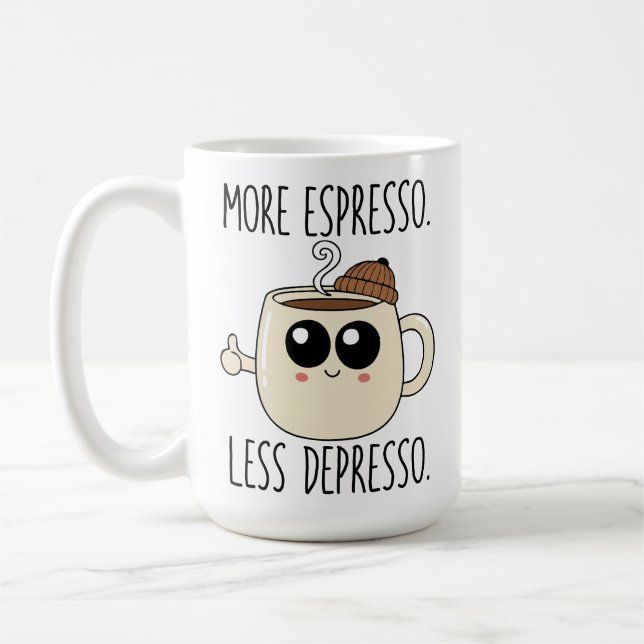 Large Mug - More Espresso. Less Depresso. Kaffeetasse (Links)