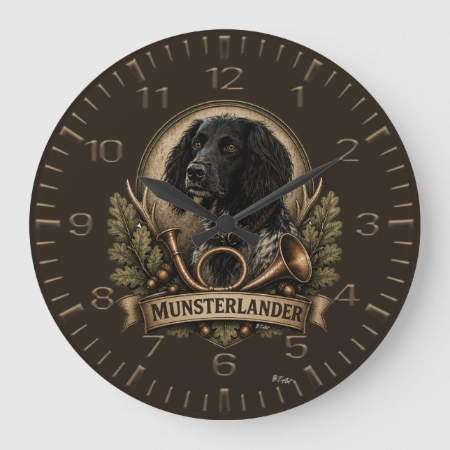  Large Munsterlander (logo)  Große Wanduhr (Vorderseite)