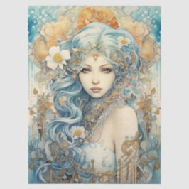 Large Pastel Watercolor Floral Mermaid Decoupage Seidenpapier