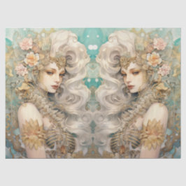 Large Pastel Watercolor Floral Mermaid Decoupage Seidenpapier