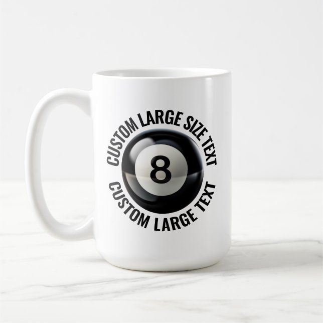 Large Personalized Text Pool 8 Ball 15oz. Custom Kaffeetasse (Links)