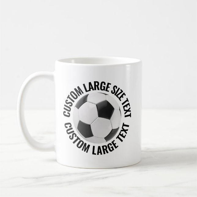 Large Personalized Text Soccer Ball 11 oz. Custom Kaffeetasse (Links)