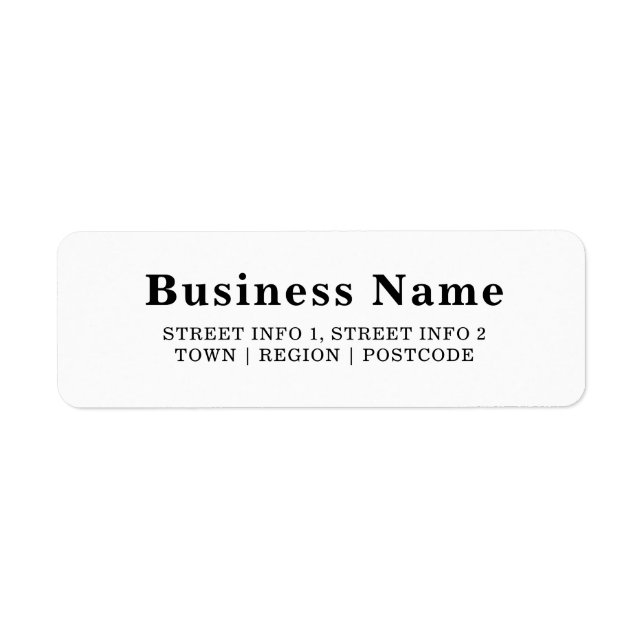 Large Print White Business Return Address Label (Vorne)