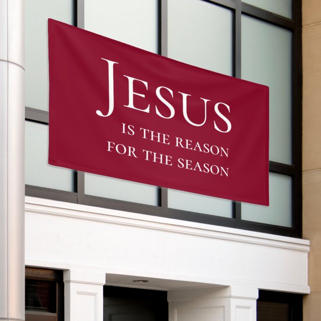 Large Red Jesus is the reason for Christmas Sign Banner (Large dark red custom Christmas banner. Jesus is the reason for the season. Christian church sign.
)