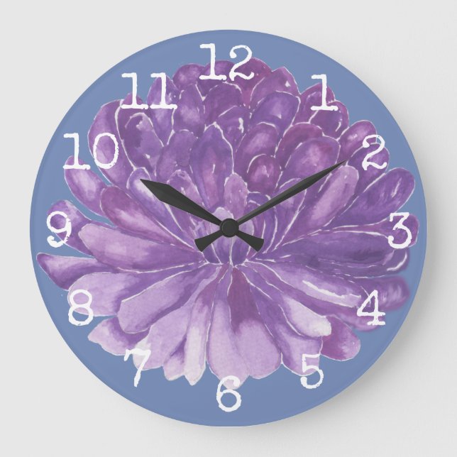 Large Round Clock "Lavender Flower" Große Wanduhr (Vorderseite)