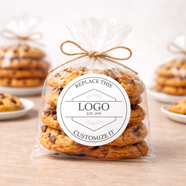 Large Simple Business Logo Customizable Classic Runder Aufkleber (Von Creator hochgeladen)