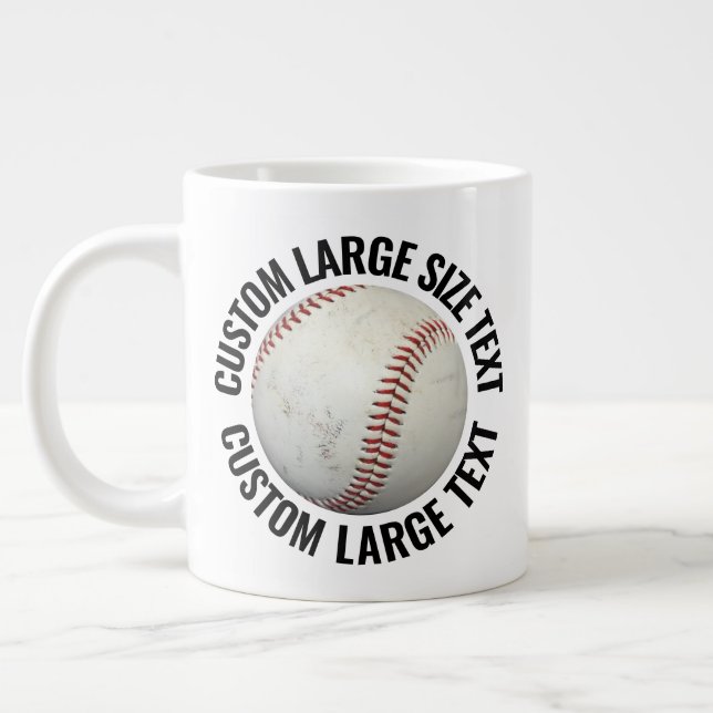 Large Size Personalized Text Baseball Image Custom Jumbo-Tasse (Links)